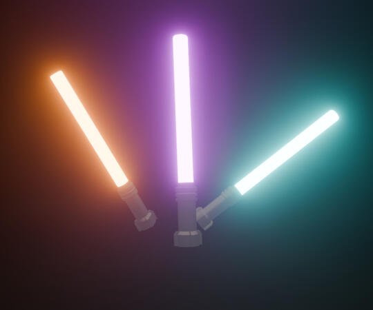 Lego lightsabers render.